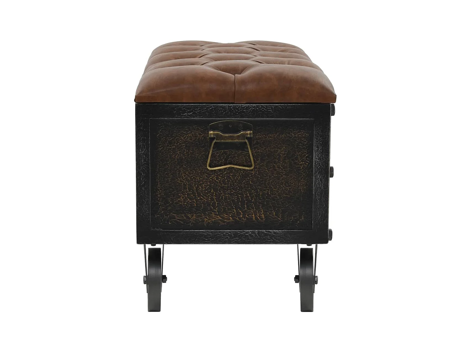 Banc de rangement Bois massif et similicuir 80,5x41x50 cm REO23218