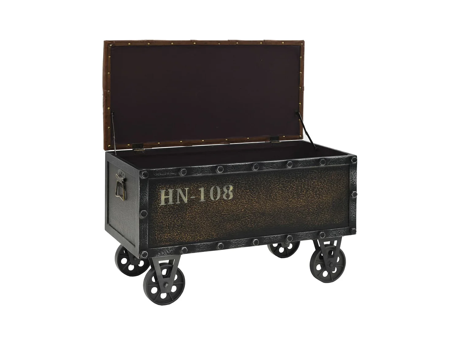 Banc de rangement Bois massif et similicuir 80,5x41x50 cm REO23218