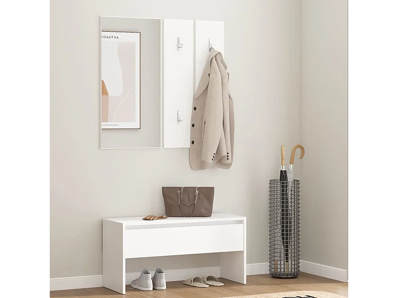 Ensemble de meubles de couloir Blanc Bois d'ingénierie REO13578