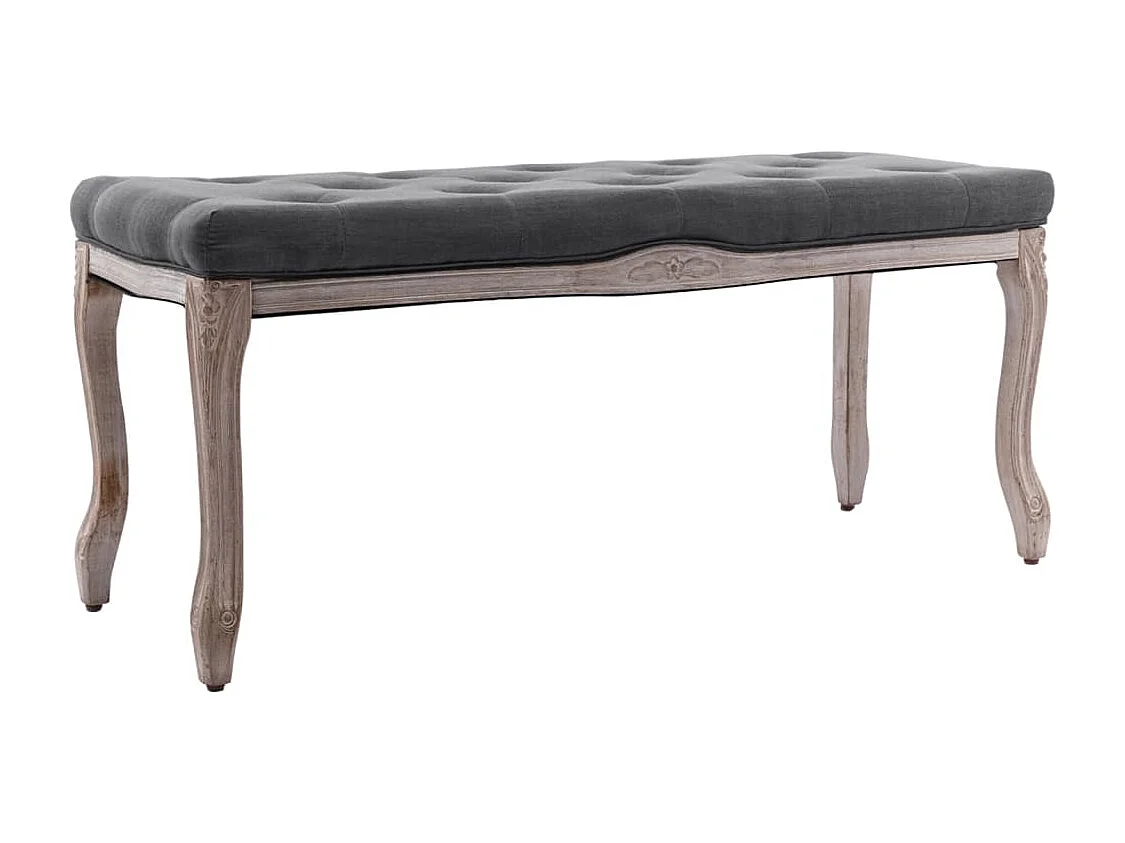 Banco em linho e madeira maciça 110x38x48 cm cinzento-escuro PT365569