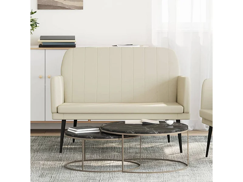 Bankje 107x80x81 cm kunstleer crèmekleurig NL210956