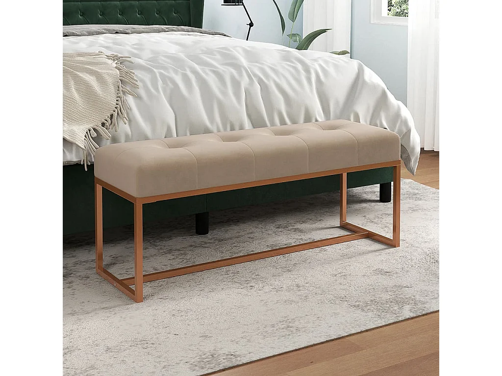Banco de terciopelo beige 110x36x45 cm ES756075