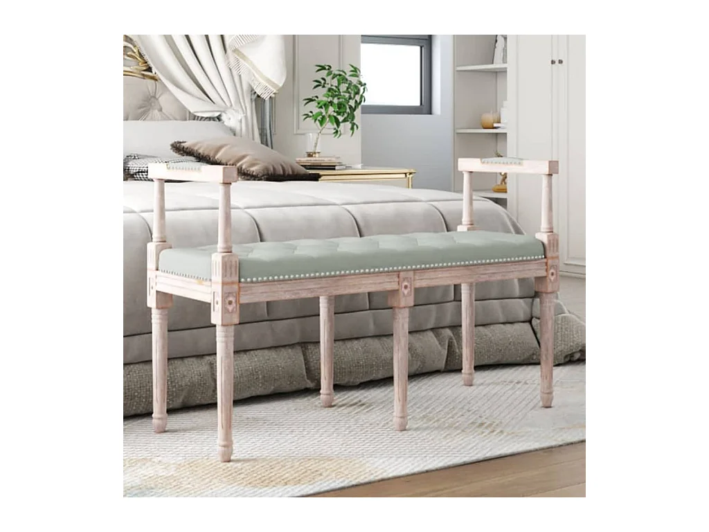 Banc Gris clair 110x40x70 cm Velours REO42002