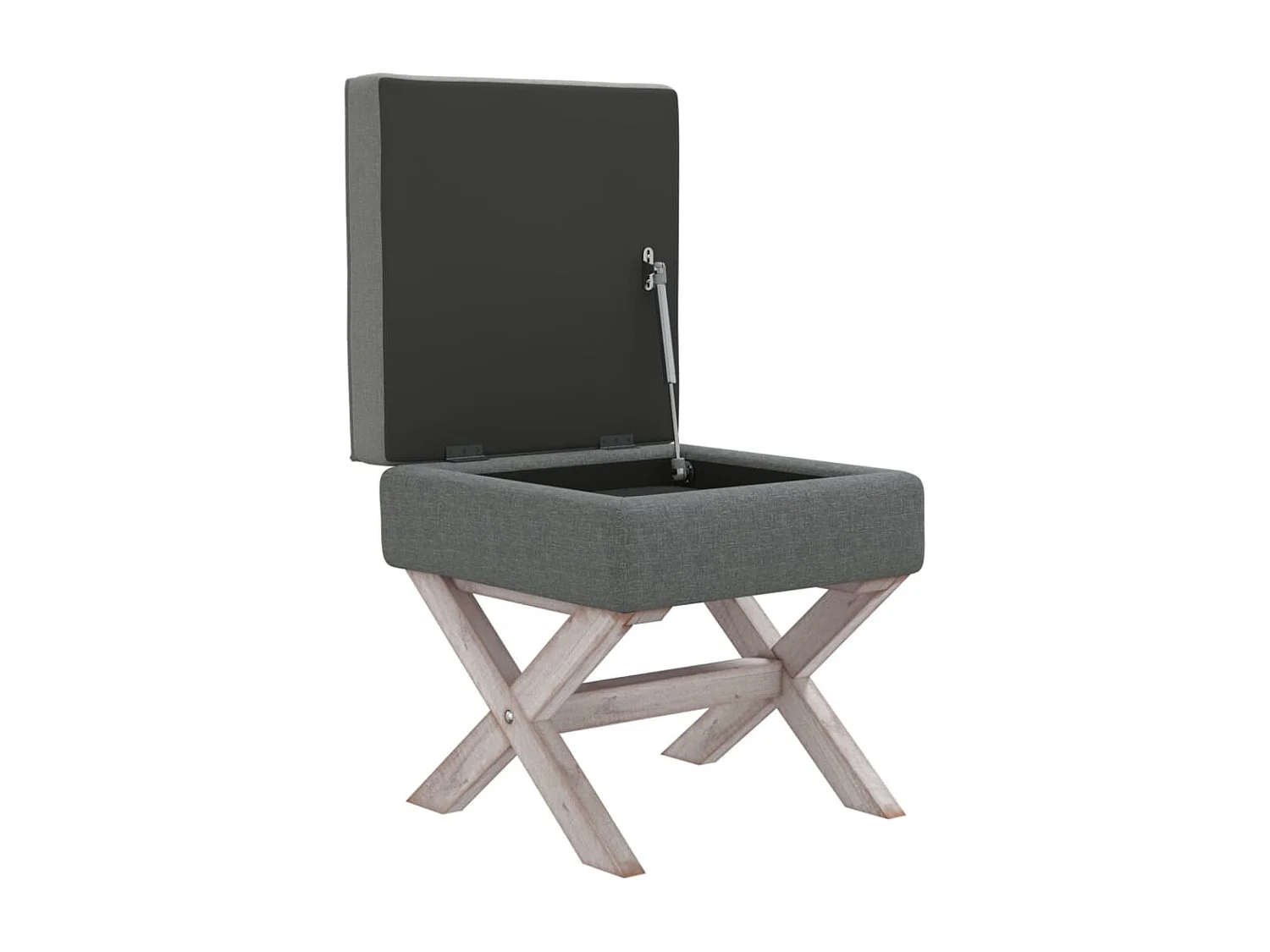 Taburete con almacenaje tela gris oscuro 45x45x49 cm ES842011