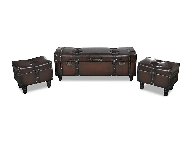Ensemble de bancs de rangement 3 pcs Marron REO55358