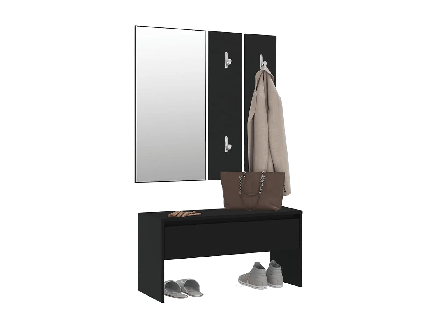 Juego de muebles de recibidor madera de ingeniería negro ES553156