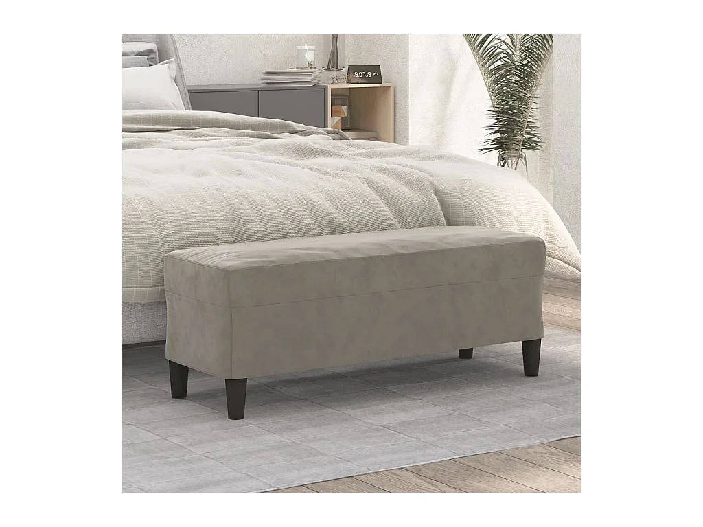 Banc Gris clair 100x35x41 cm Velours REO21373