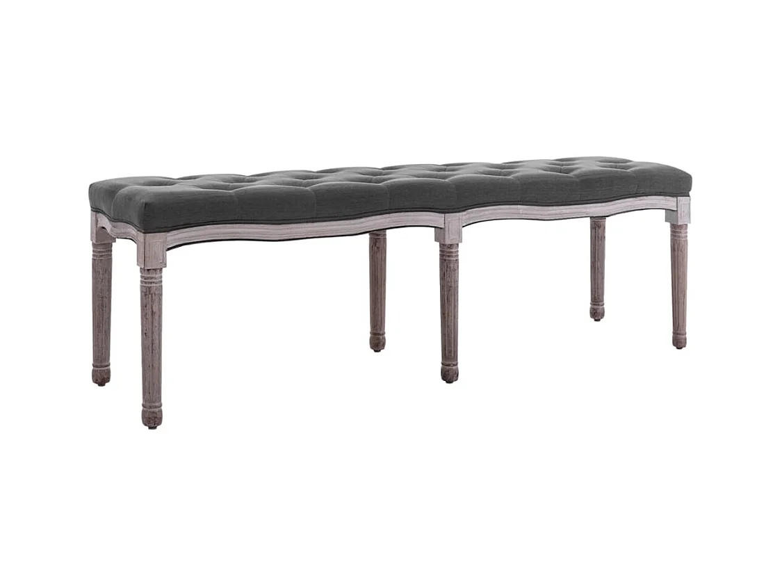 Banco lino y madera maciza gris oscuro 150x40x48 cm ES203003