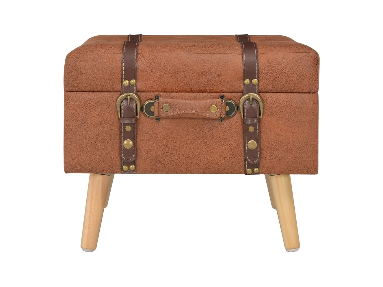 Banc de rangement 40 cm marron pâle similicuir REO81108