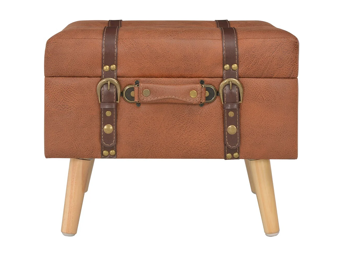 Banc de rangement 40 cm marron pâle similicuir REO81108