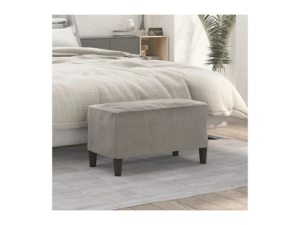 Banc Gris clair 70x35x41 cm Velours REO86426