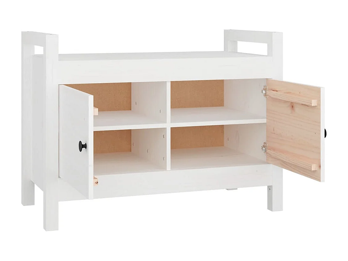 Banco de corredor 80x40x60 cm madeira de pinho maciça branco PT693254
