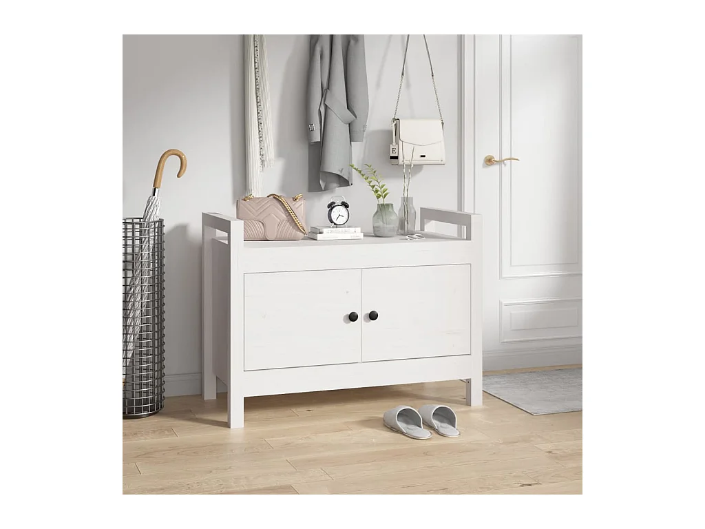 Banc d'entrée Blanc 80x40x60 cm Bois de pin massif REO54764