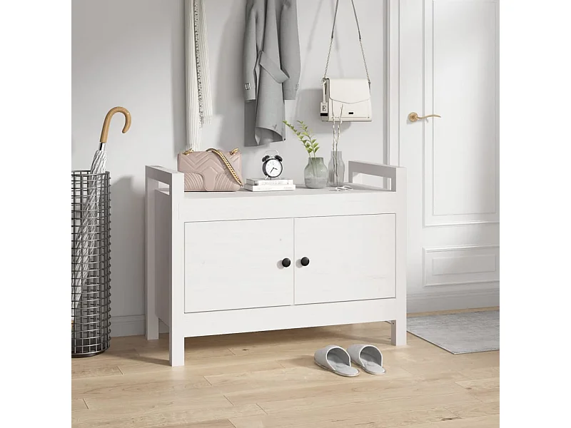 Banco de recibidor madera maciza de pino blanco 80x40x60 cm ES331175