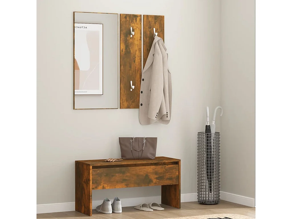 Ensemble de meubles de couloir Chêne fumé Bois d'ingénierie REO76706