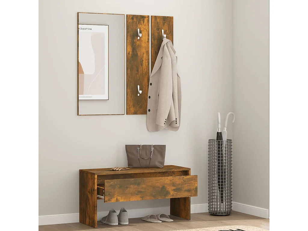 Ensemble de meubles de couloir Chêne fumé Bois d'ingénierie REO76706