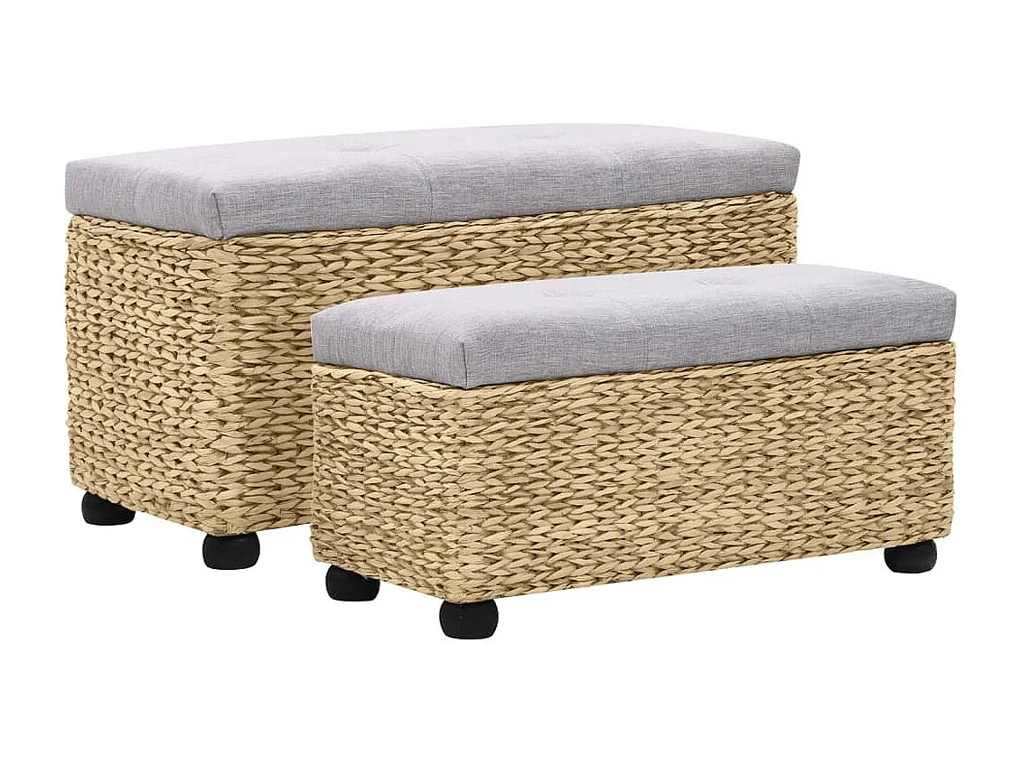 Conjunto de bancos 2 pcs erva marinha cinzento PT412026