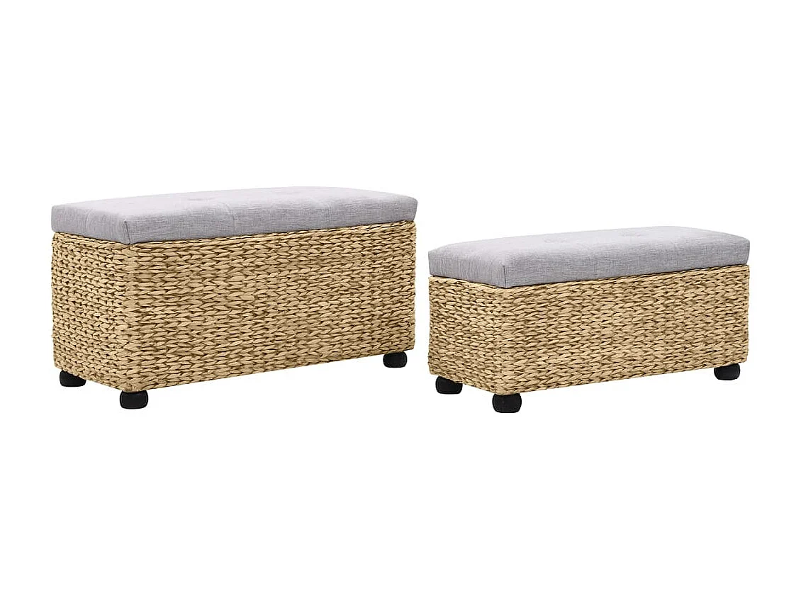 Conjunto de bancos 2 pcs erva marinha cinzento PT412026