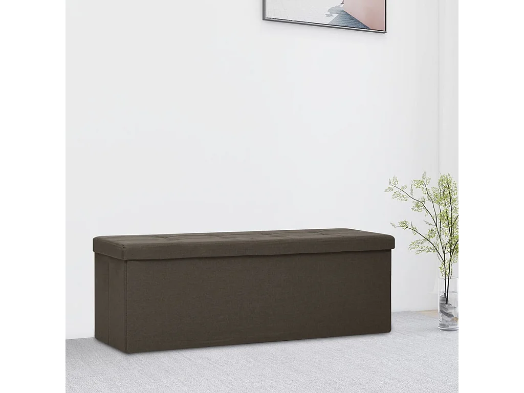 Banc de rangement pliable Marron foncé Faux lin REO85745