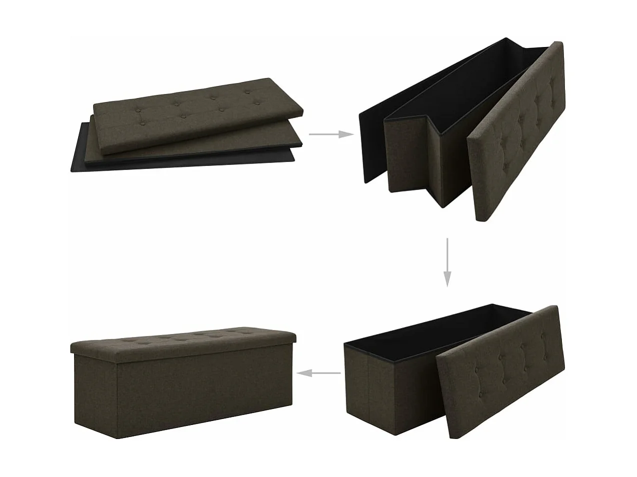 Banc de rangement pliable Marron foncé Faux lin REO85745