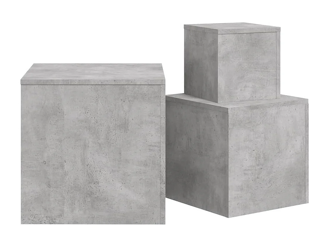 Tables basses 3 pcs Gris béton Aggloméré GHR55541