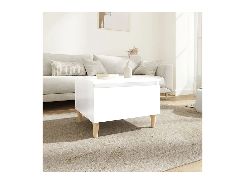 Table basse Blanc brillant 50x46x35 cm Bois d'ingénierie GHR84483