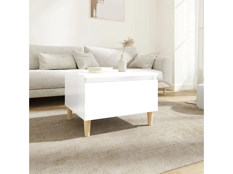 Table basse Blanc brillant 50x46x35 cm Bois d'ingénierie GHR84483