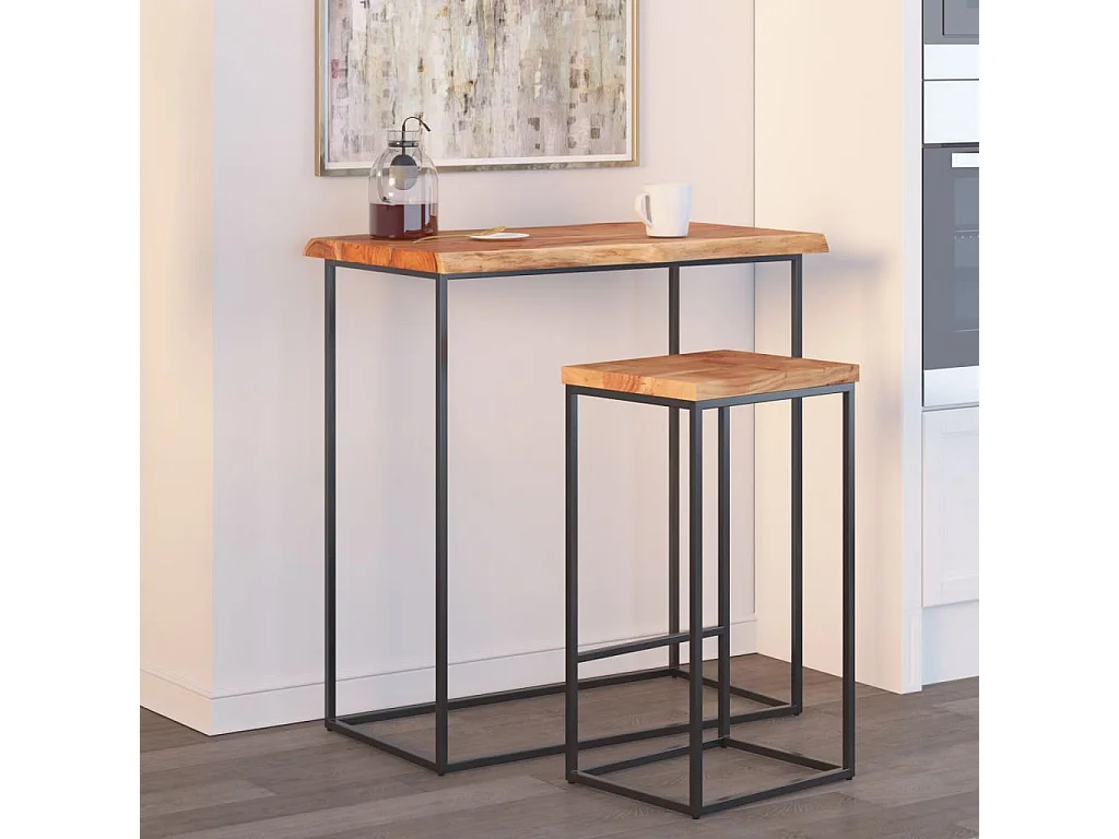 Table basse 60x40x2,5cm bois massif acacia bordure assortie GHR42802