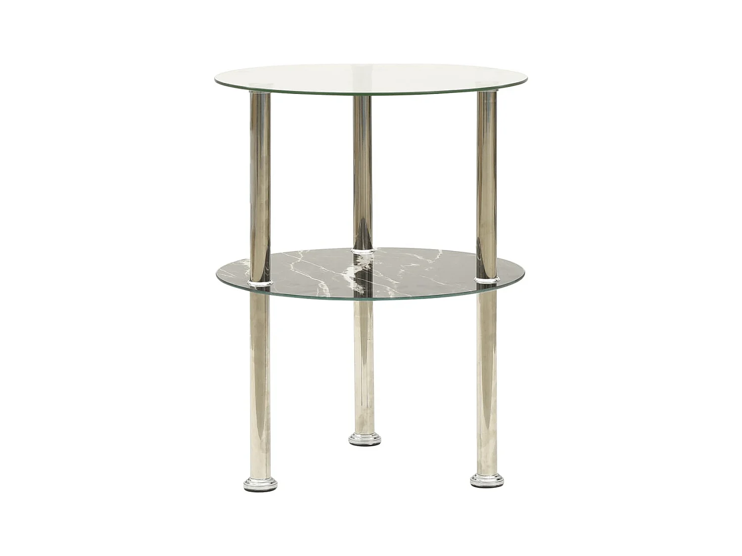 Table basse 2 niveaux Transparent et noir 38cm Verre trempé GHR47976