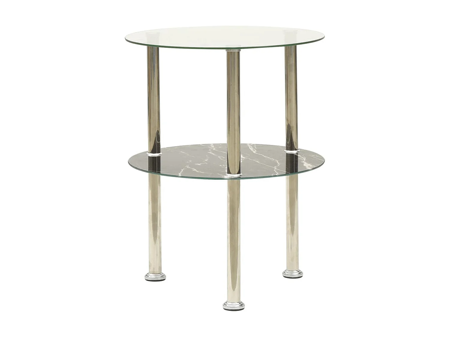 Mesa c/ duas prateleiras 38cm vidro temp. transparente e preto PT190520