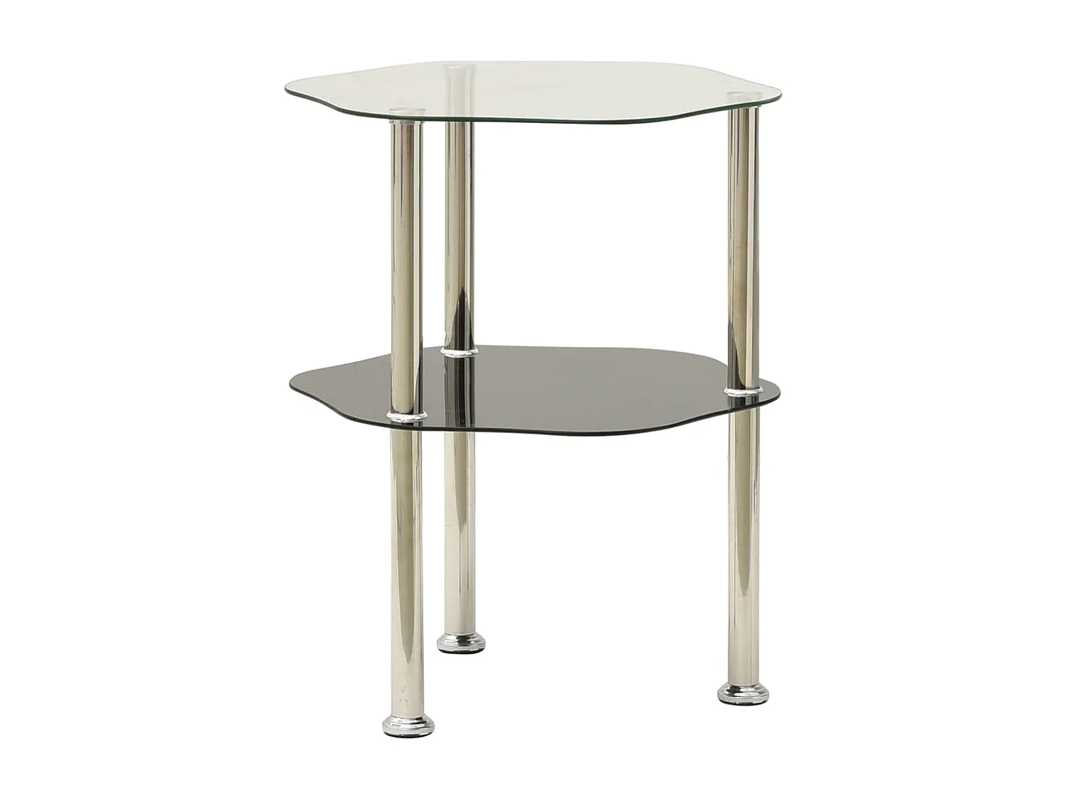 Table basse 2 niveaux Transparent et noir 38x38x50 cm Verre trempé GHR66046