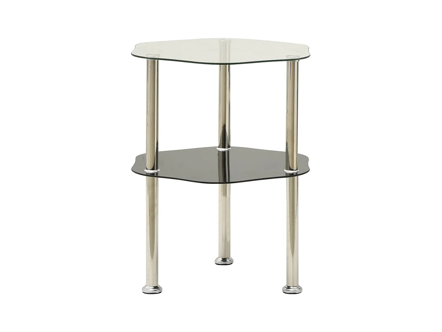 Table basse 2 niveaux Transparent et noir 38x38x50 cm Verre trempé GHR66046