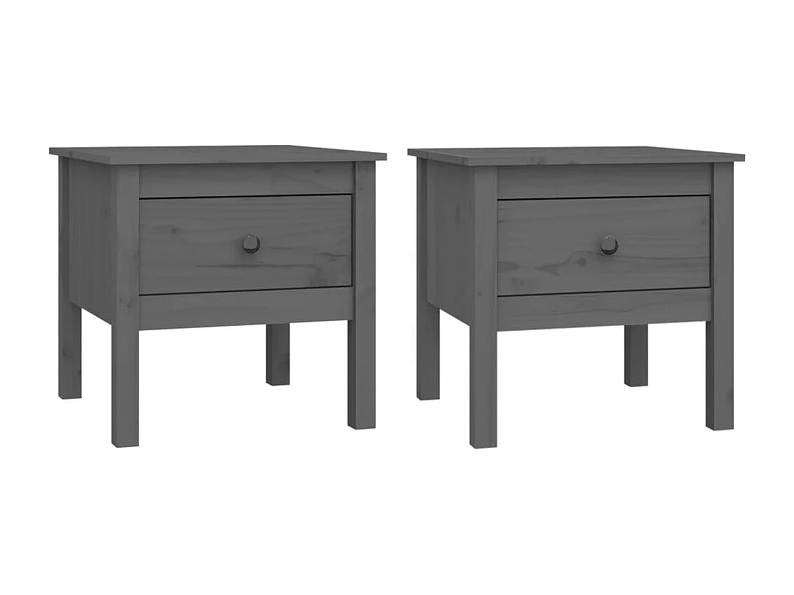 Tables basses 2 pcs Gris 50x50x49 cm Bois massif de pin GHR22484