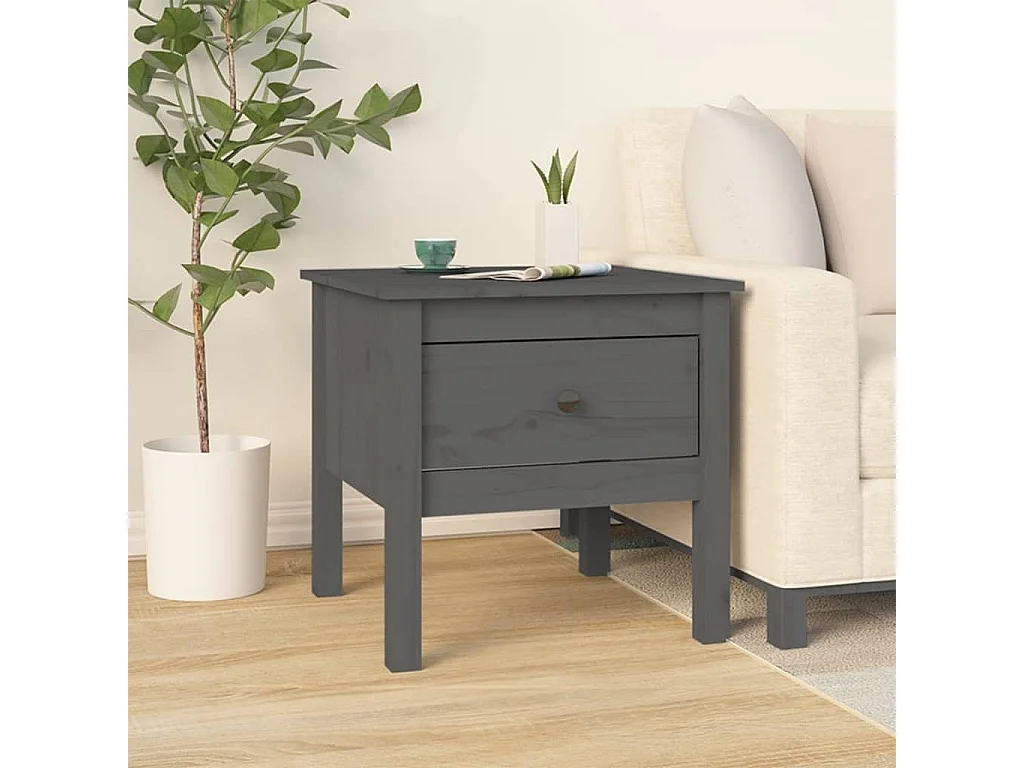 Mesa de centro 2 uds madera maciza de pino gris 50x50x49 cm ES52368