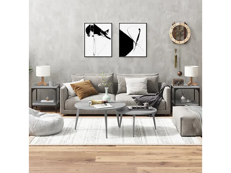 Mesas de apoio 2 pcs 40x40x40 cm derivados madeira cinza sonoma PT466146