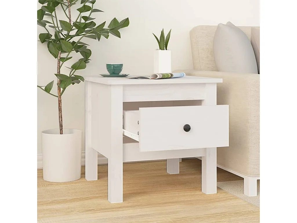 Mesa de centro 40x40x39 cm pinho maciço Branco PT109073