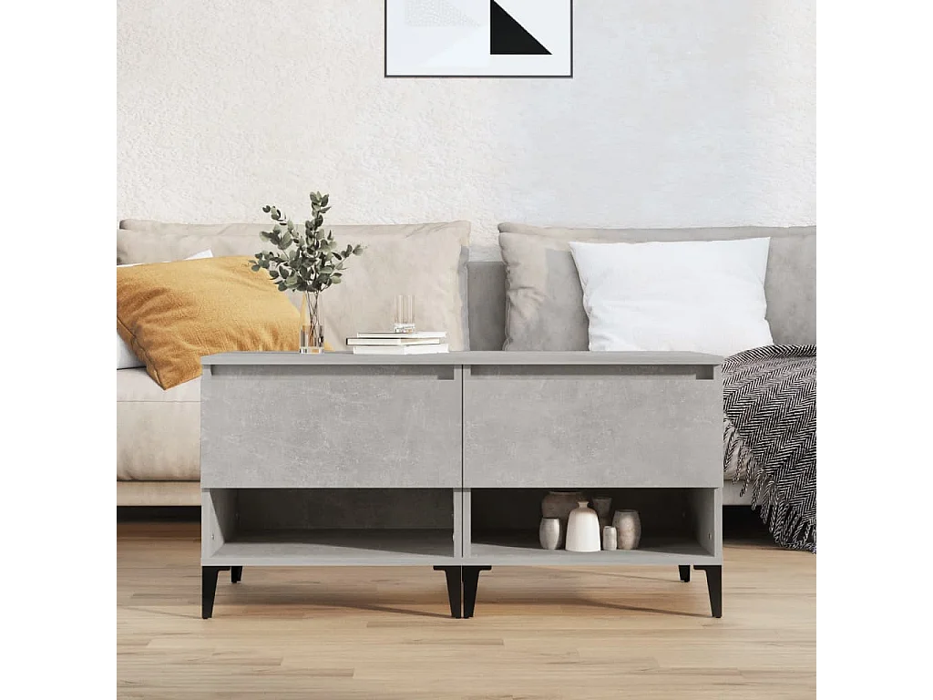 Mesas de centro 2 uds contrachapada gris hormigón 50x46x50 cm ES18158