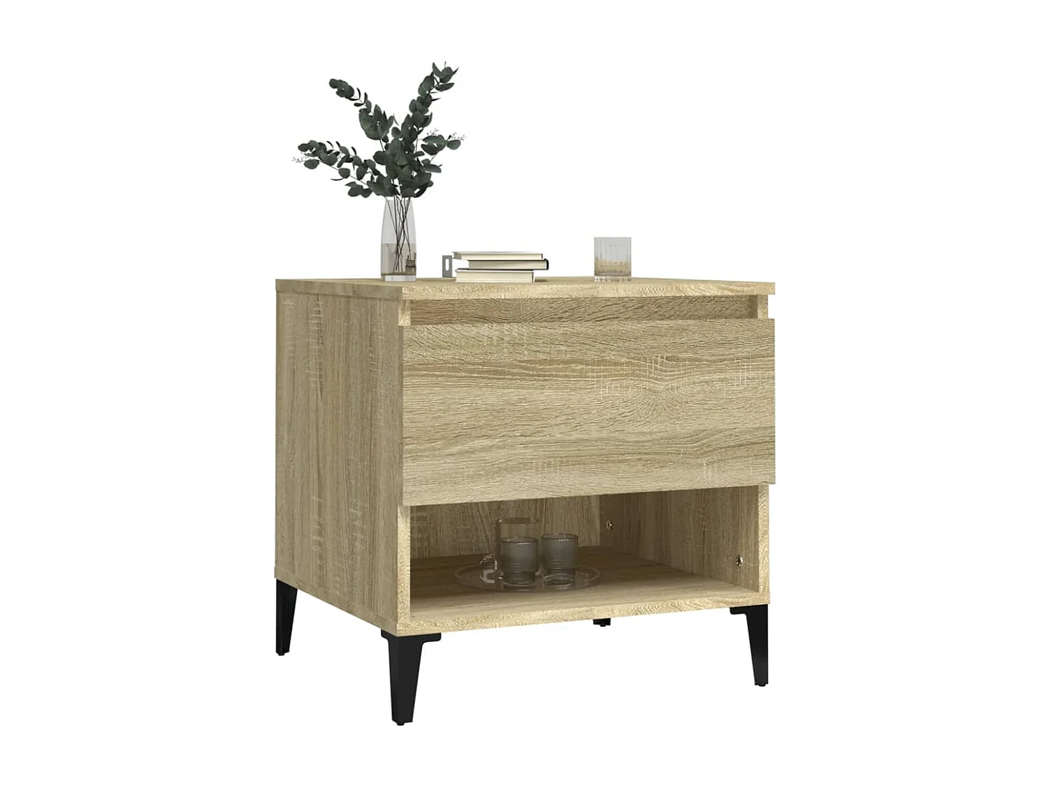 Bijzettafels 2 st 50x46x50 cm bewerkt hout sonoma eikenkleurig NL23938