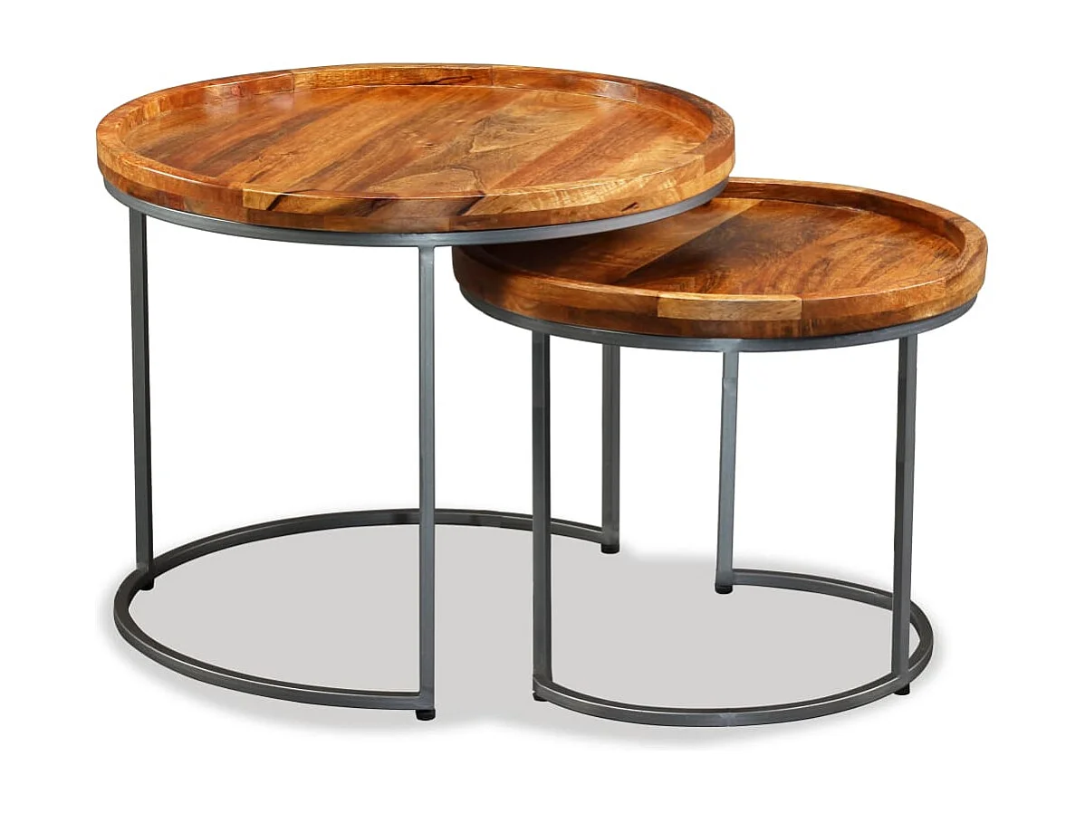 Set de Mesas de centro 2 uds madera maciza de mango ES44438
