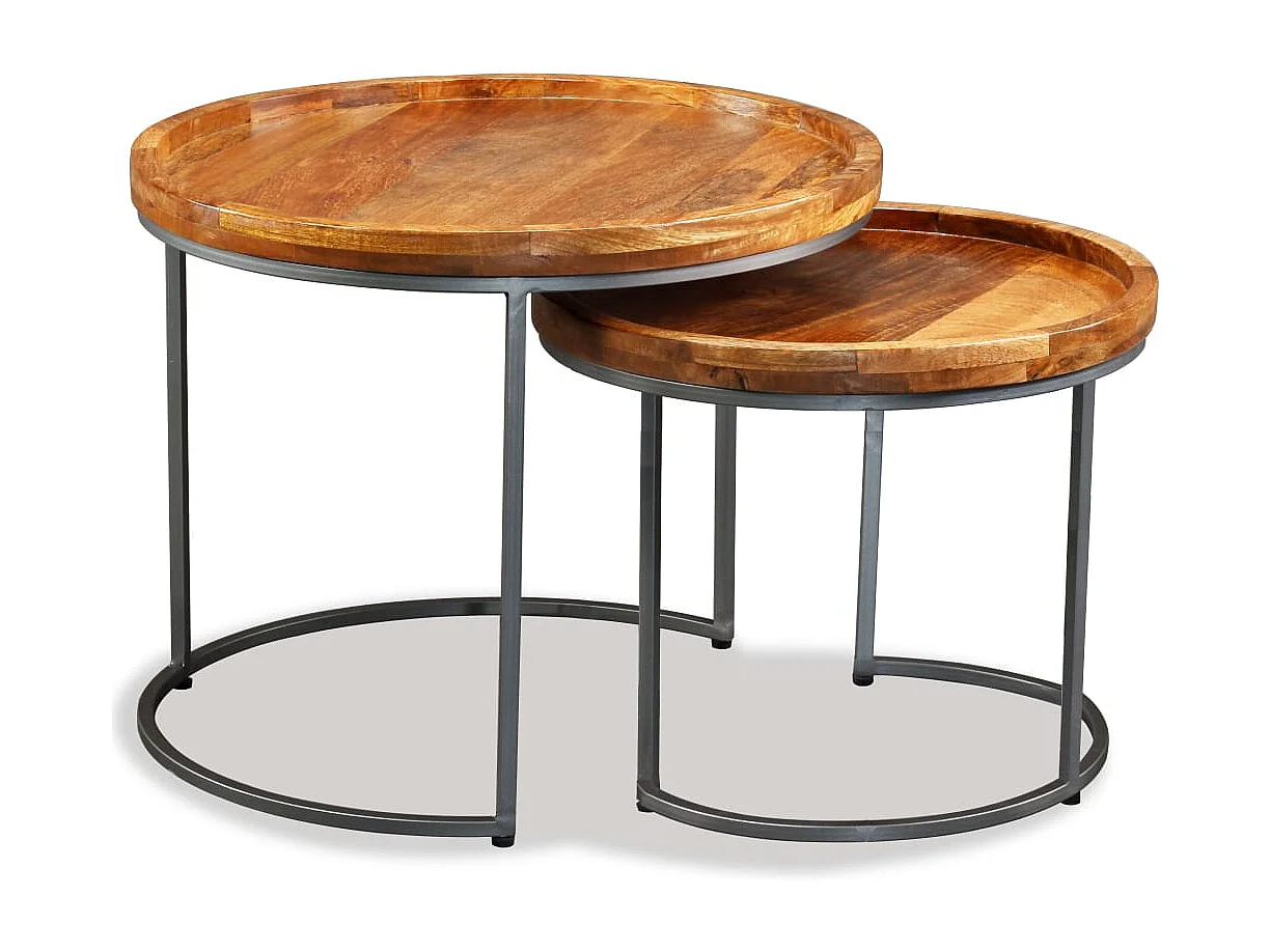 Mesa de centro 2 pcs madeira de mangueira maciça PT983094