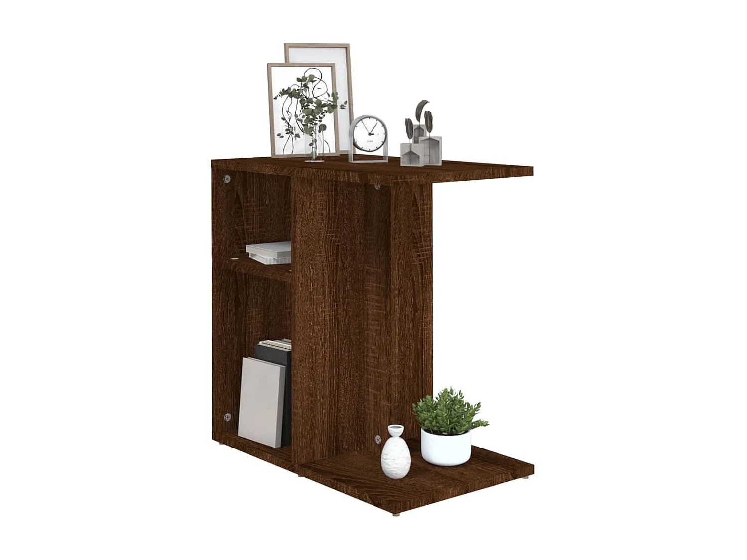 Mesa de centro de madera contrachapada marrón roble 50x30x50 cm ES20901