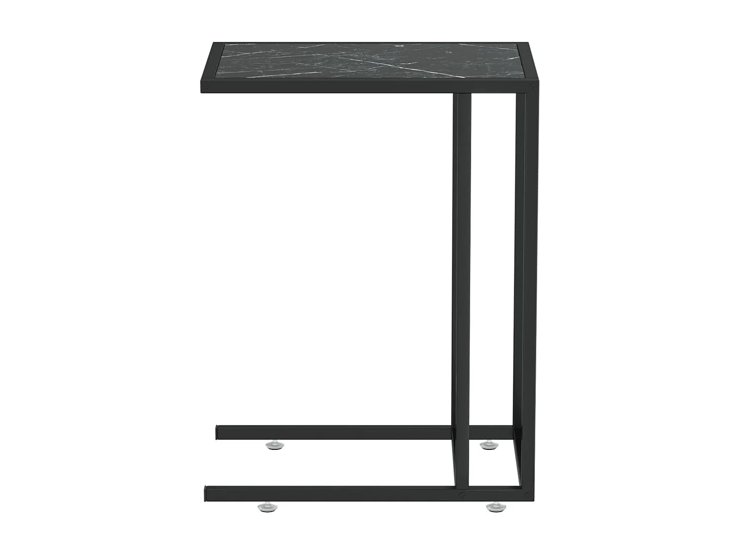 Table basse ordinateur Marbre noir 50x35x65 cm Verre trempé GHR59047