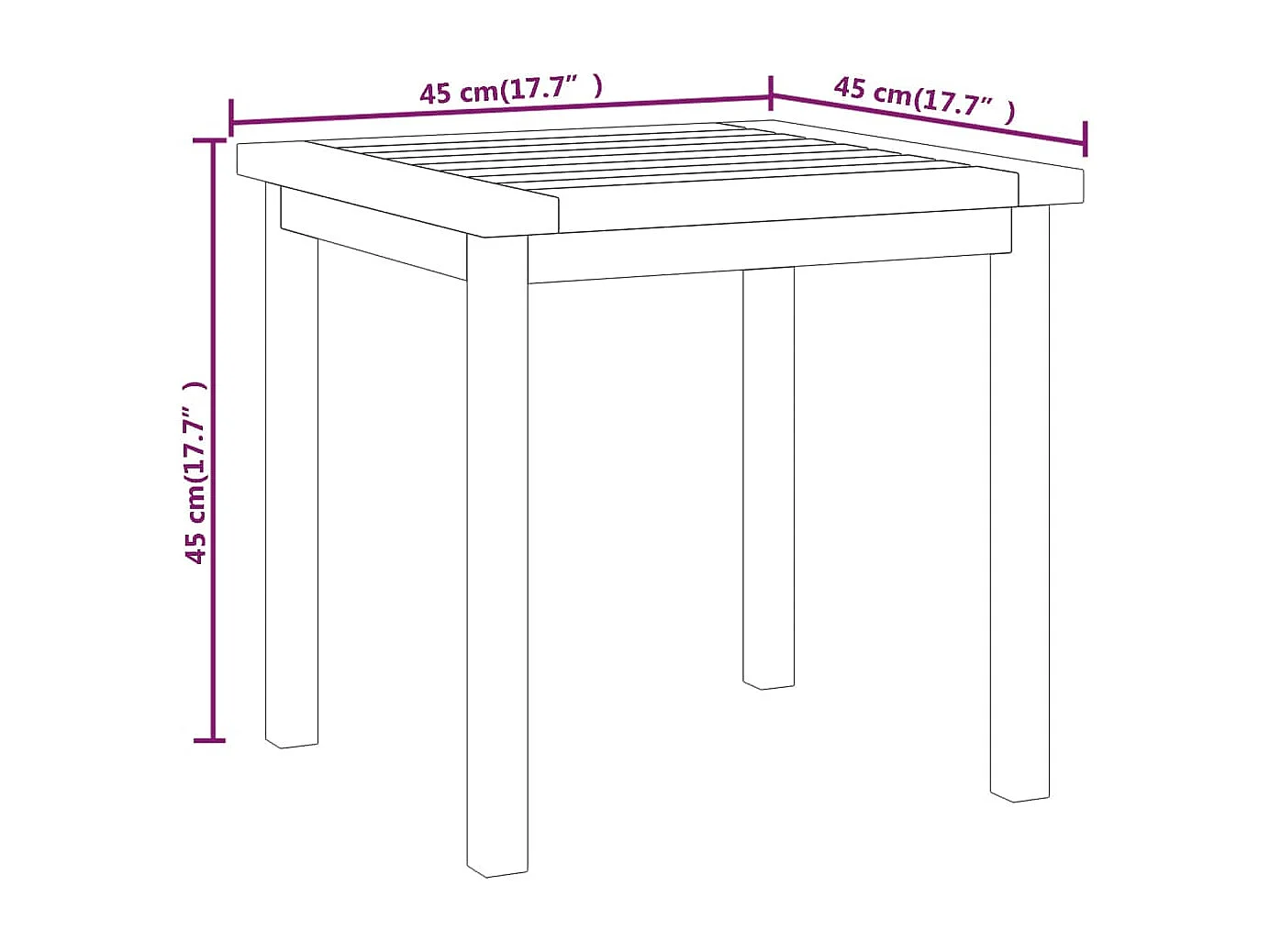 Bijzettafel 45x45x45 cm massief teakhout NL97839