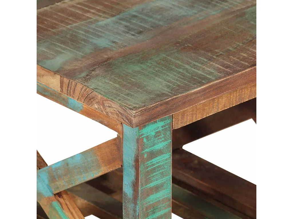 Mesa de centro c/ rodas 40x40x42 cm madeira recuperada maciça PT213106