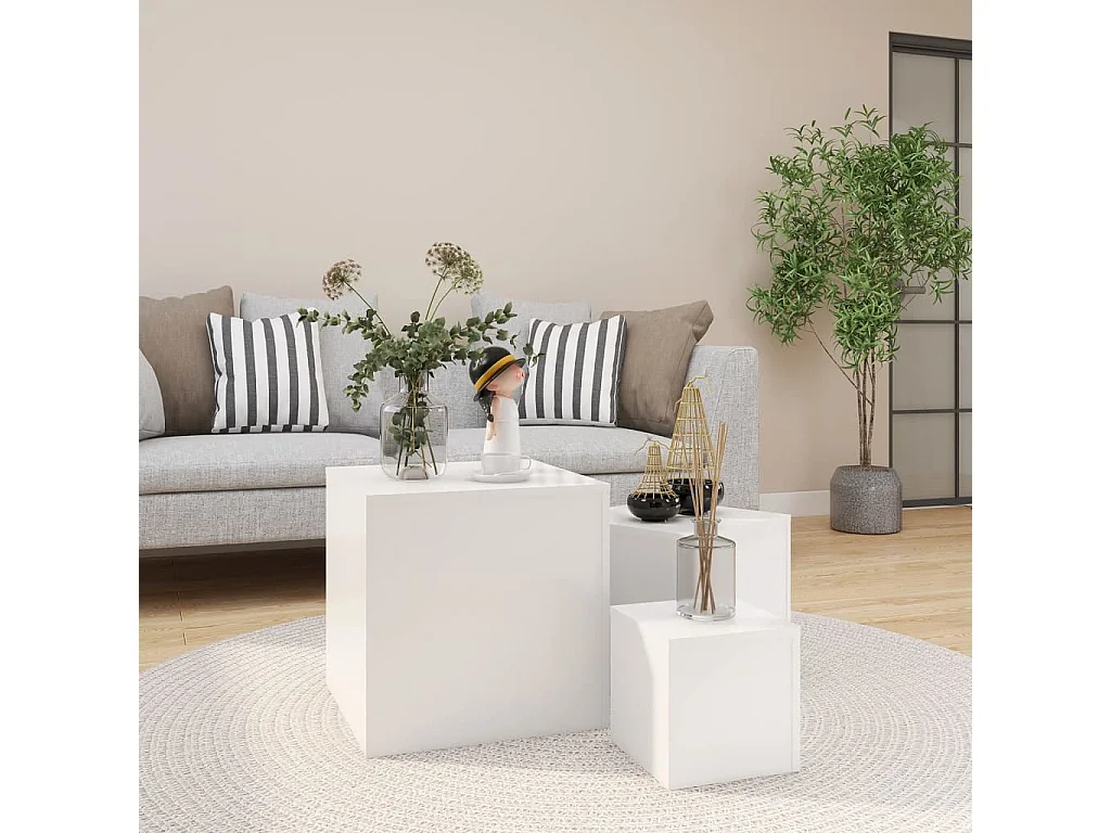 Tables basses 3 pcs Blanc Aggloméré GHR35022