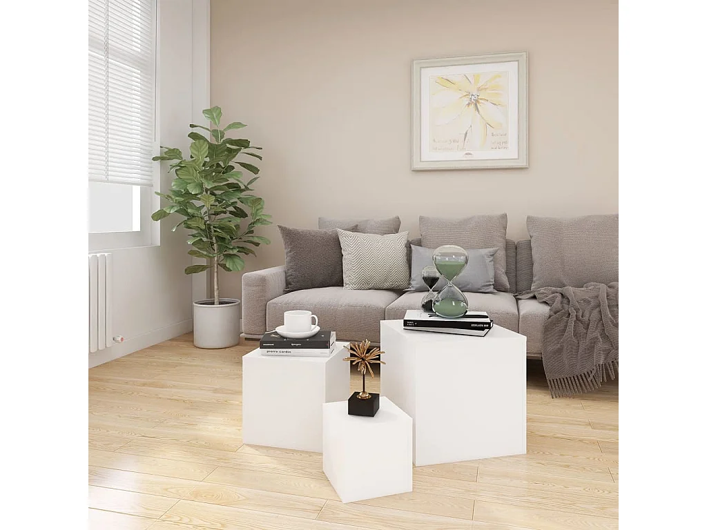 Tables basses 3 pcs Blanc Aggloméré GHR35022