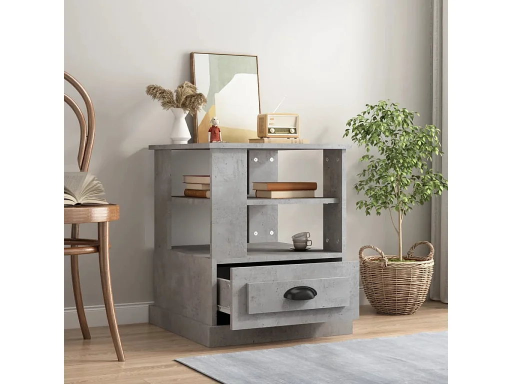 Table basse gris béton 50x50x60 cm bois d'ingénierie GHR35594