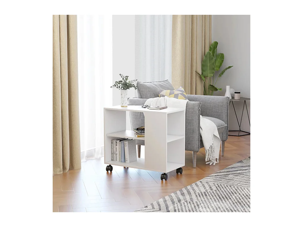 Table basse Blanc 70x35x55 cm Bois d'ingénierie GHR42576