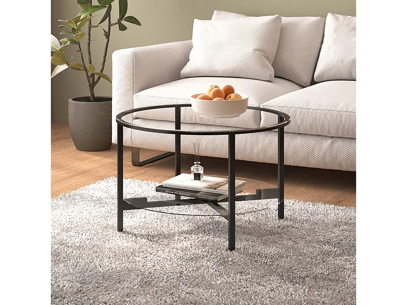 Table basse Noir et transparent 70 cm Verre trempé GHR81374