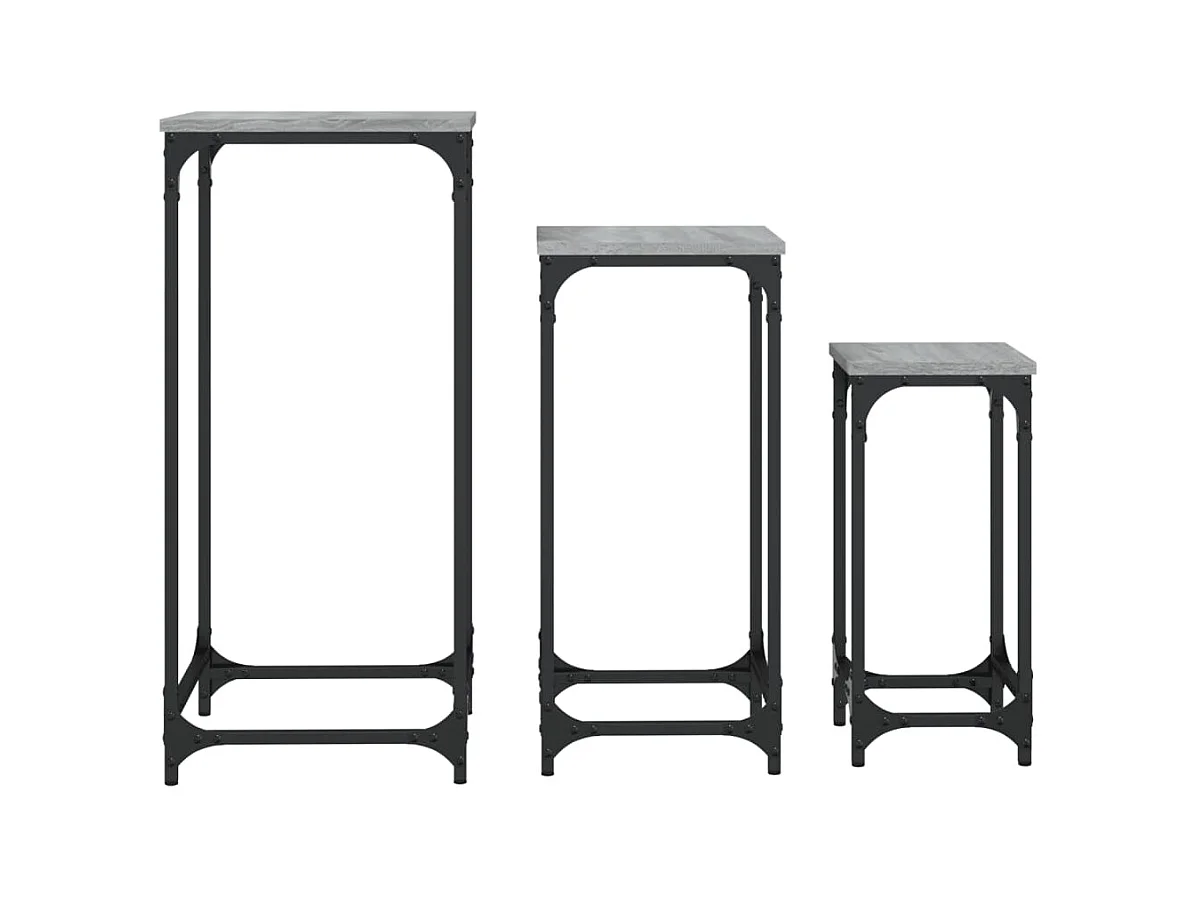 Tables gigognes 3 pcs sonoma gris bois d'ingénierie GHR37439